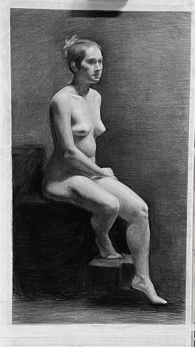 Life drawing, charcoal on Roma paper