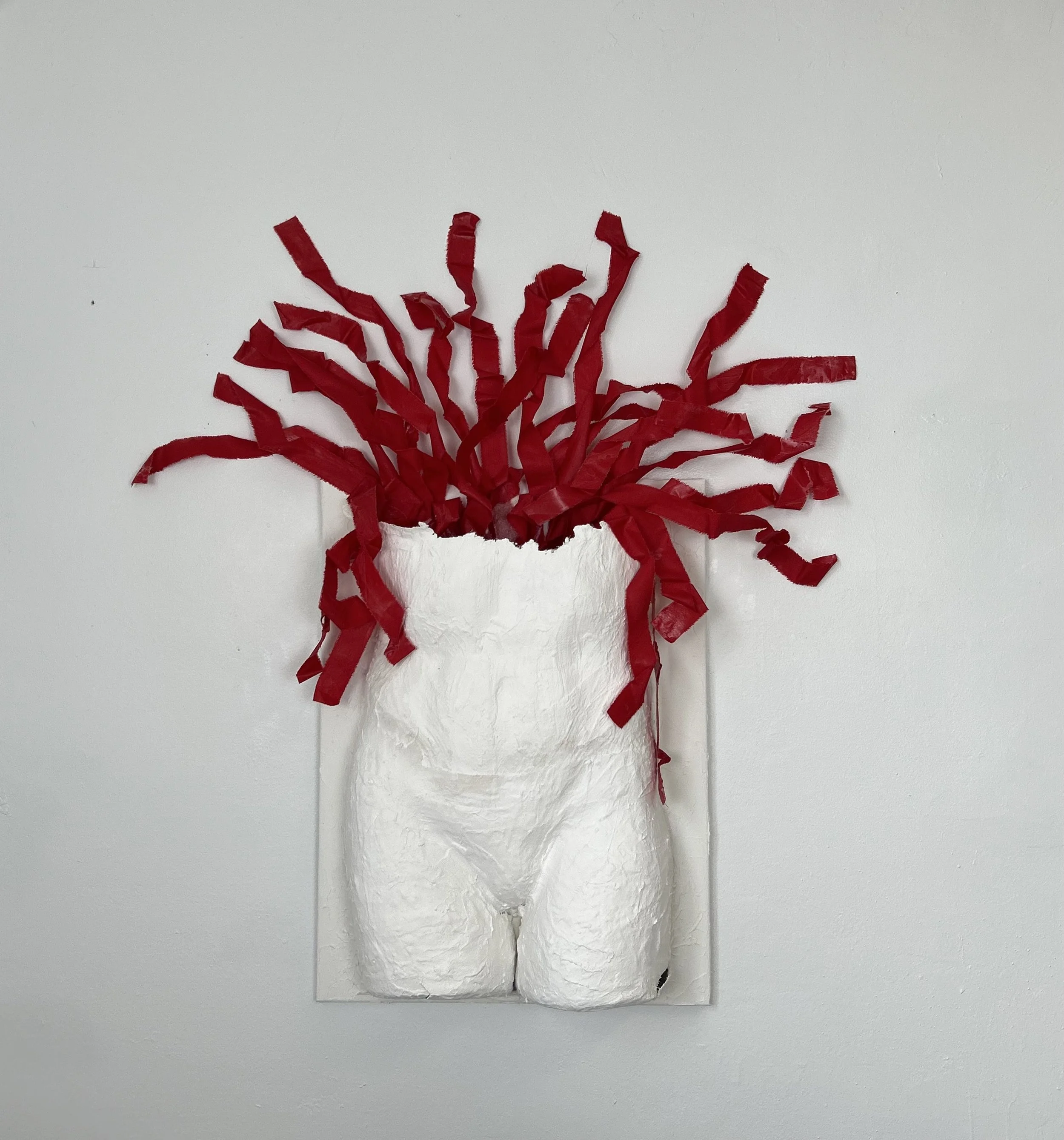 Bouquet, 2026, Plaster, Fabric, Gel Medium and Modeling Paste on Canvas, 38"x35"x5"