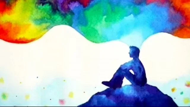 Peaceful thinker reflecting on ADHD philosophy