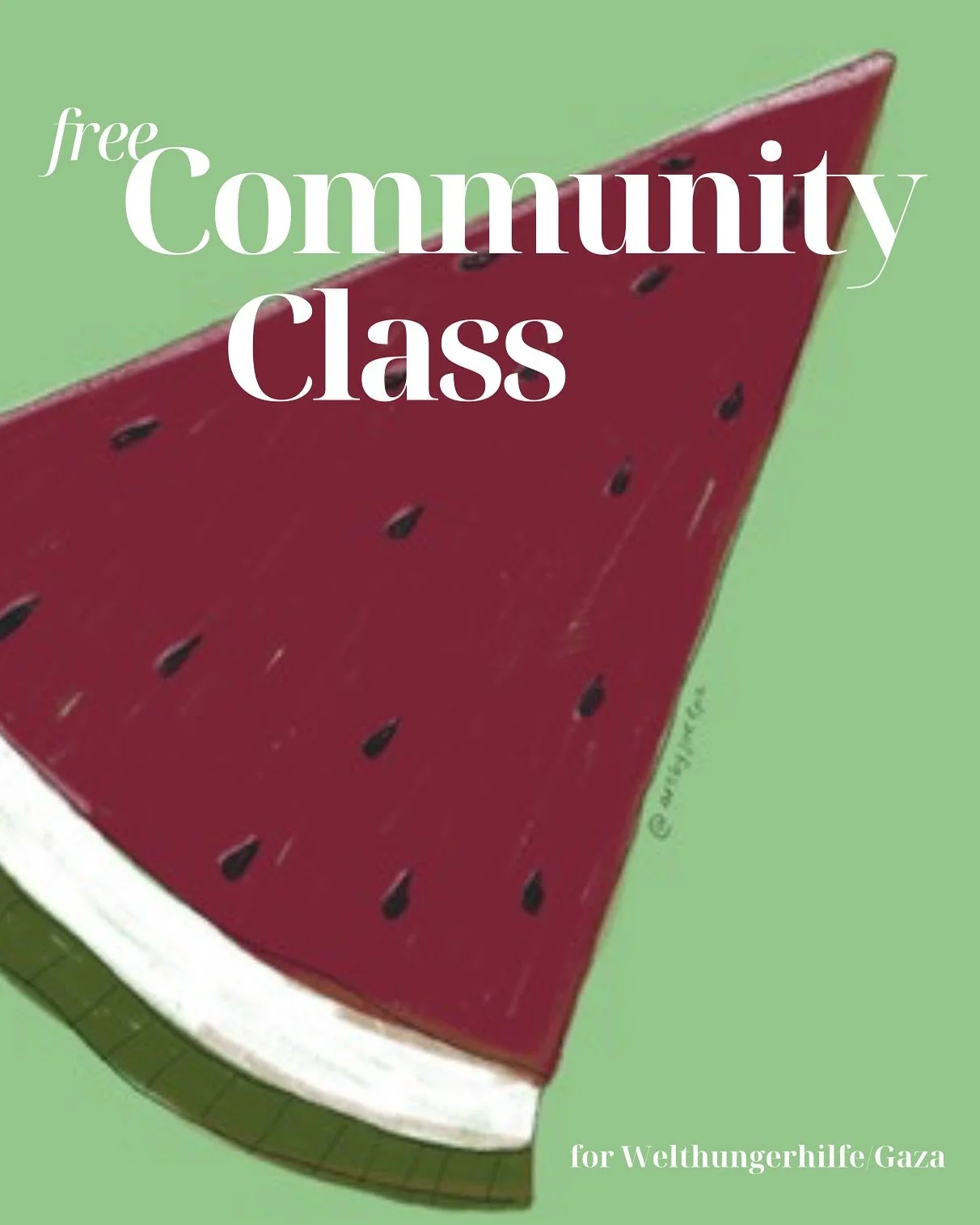 ✨ Please share ✨ Over the next four weeks, our free Saturday Community Class will support Welthungerhilfe/Gaza in collaboration with @artbyjoelpz. Joe has created a series of stickers that you can pick up at the studio in exchange for a small donatio