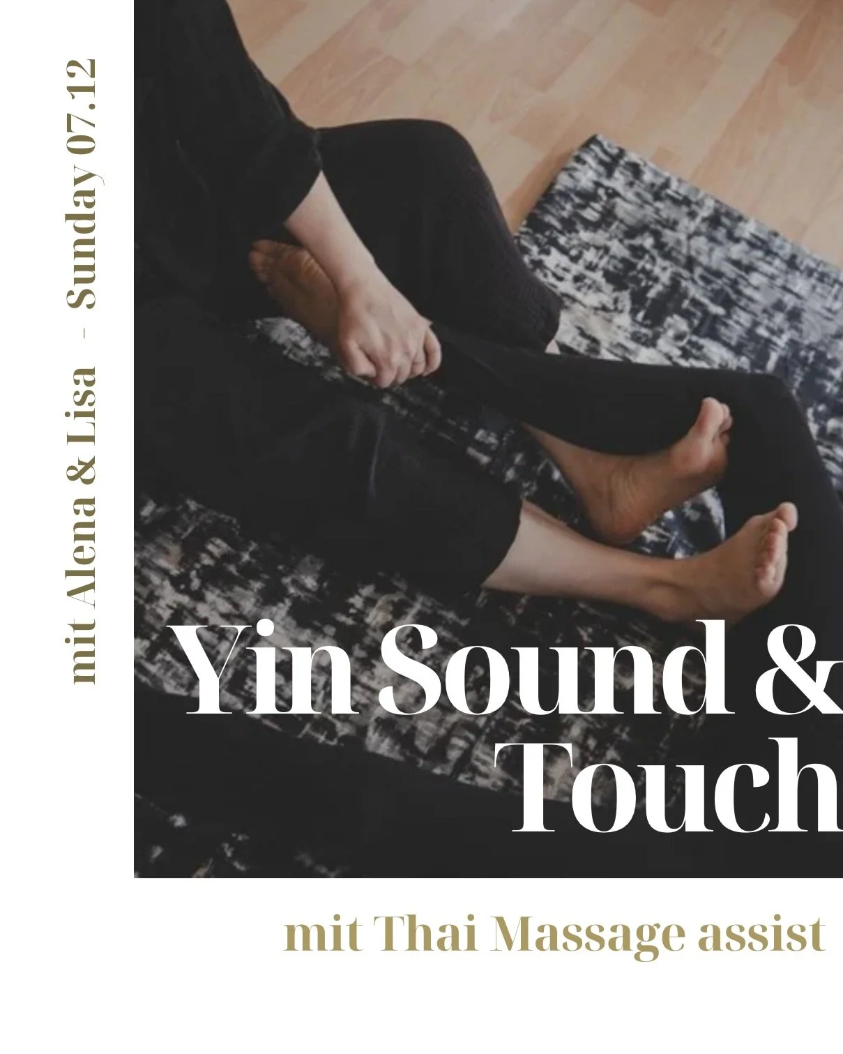 Yin Sound &amp; Touch &ndash; dein vorweihnachtlicher Treat

Eine besondere 2-st&uuml;ndige Praxis, die Yin Yoga, Klangreise und achtsame Thai-Massage-Assists verbindet. Ein Raum zum Loslassen, Sp&uuml;ren und Ankommen &ndash; Schicht f&uuml;r Schich