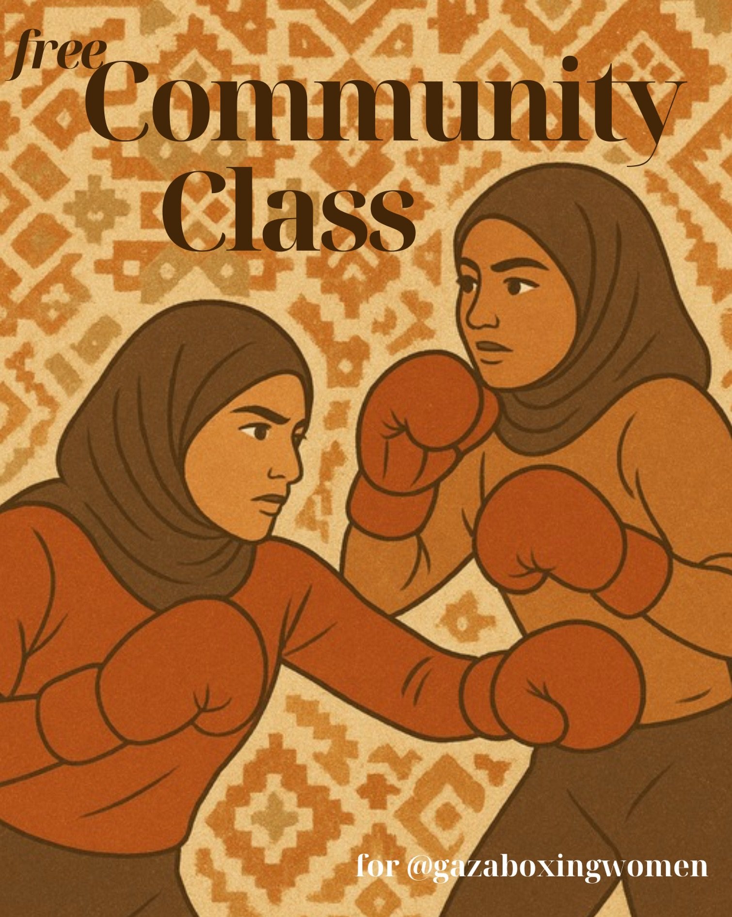 ✨ Please share ✨ This is the last month, our free Saturday Community Class will support @gazaboxingwomen ~ an all female boxing club in Gaza, since next month we'll be supporting our next cause.

Community Classes take place every Saturday at 14:00 a