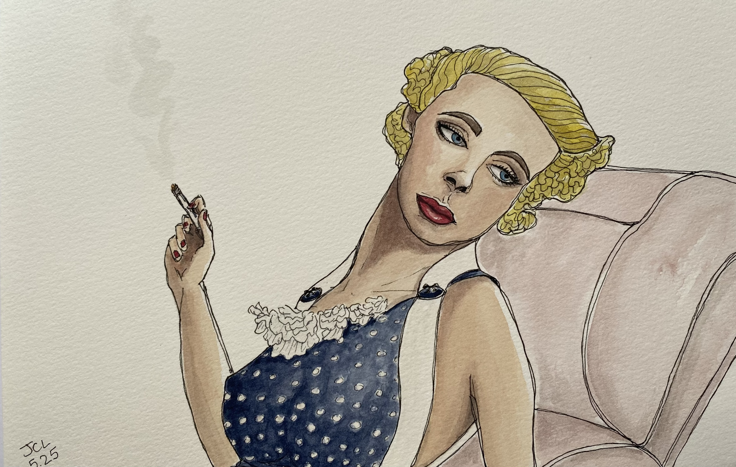 “Still Smokin’” 6 x 9” Watercolor Sketch on
140 lb cold press paper