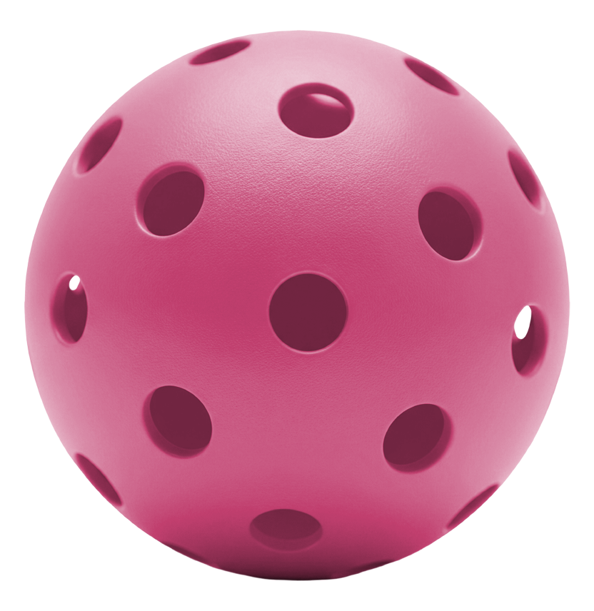 Pink plastic ball with multiple holes