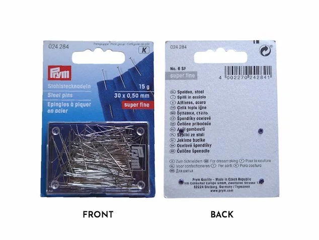 Prym super fine steel straight sewing pins 30mm 15 grams