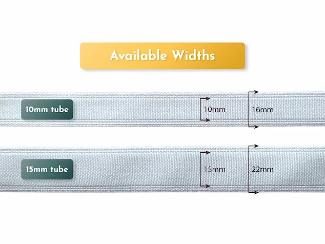 100% cotton boning casing white in widths of 22mm and 16mm