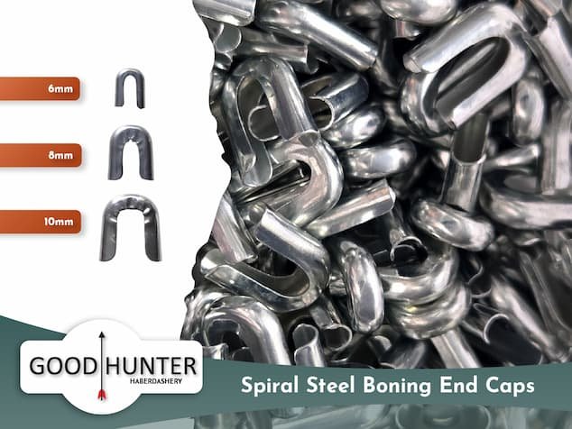 Spiral steel boning metal end caps for 6mm, 8mm, 10mm