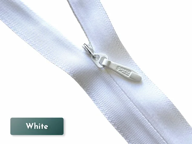 YKK #5 nylon invisible zipper open ended white