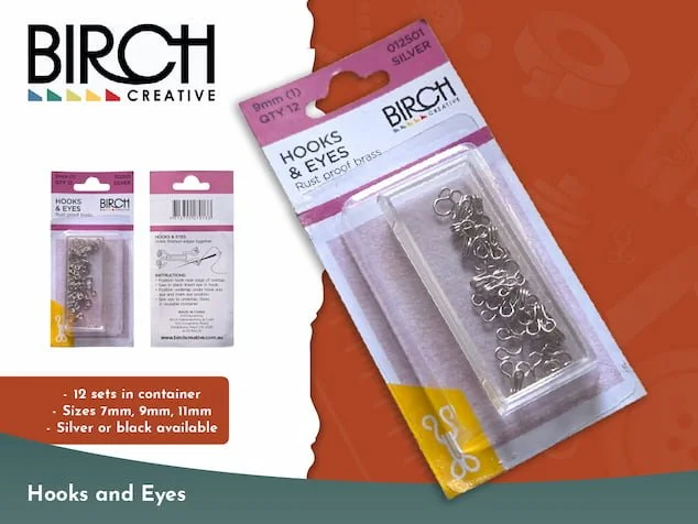 Birch brand hook and eyes for sewing