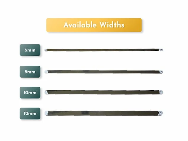 Flat spring stainless steel corset boning in 6mm, 8mm, 10mm, 12mm widths