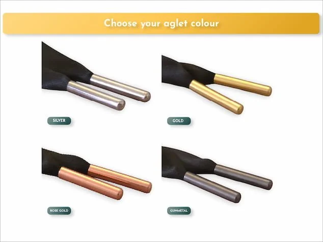 4mm metal aglets gold silver gunmetal rose gold