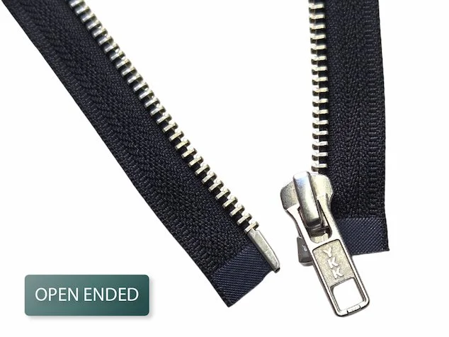 Open ended #5 YKK nickel silver zipper