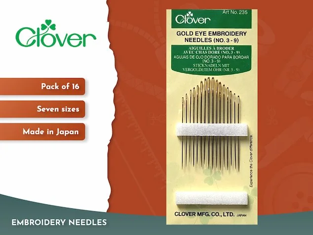 Clover brand embroidery needles in different sizes