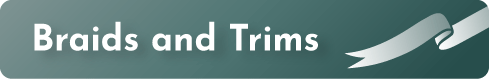 Banner with the text 'Braids and Trims' on a dark green background with a gray ribbon graphic.