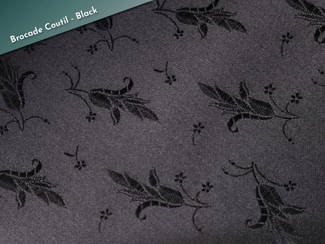 Black floral coutil fabric for corset making
