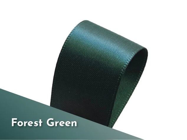 25mm 1 inch double sided satin ribbon polyester forest green