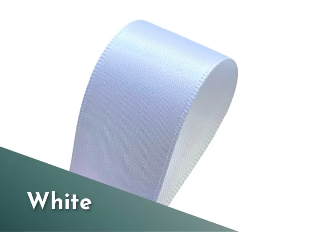 25mm 1 inch double sided satin ribbon polyester white