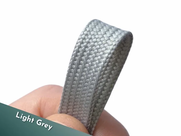 Polyester 10mm corset lacing in light grey silver