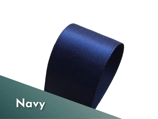 25mm 1 inch double sided satin ribbon polyester navy