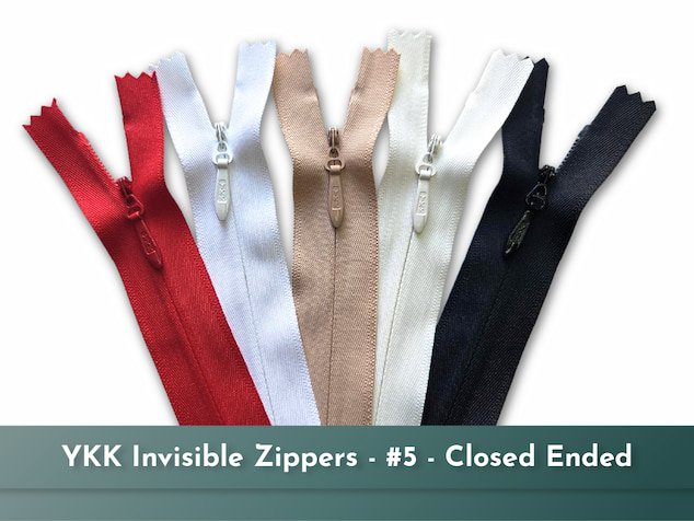 YKK Invisible Zipper - #5 - Close-Ended - 5 colours