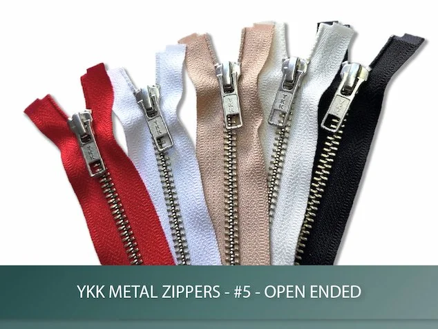 YKK Metal Zippers- #5 - Open Ended - Silver