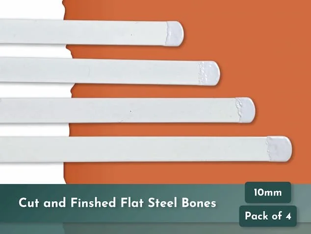 Lengths of flat spring steel boning 10mm width white