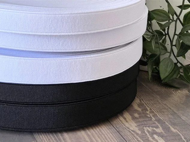 High density waistband elastic black white