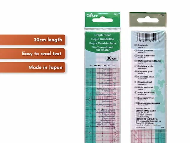 Clover brand 30cm graphic sewing ruler made in Japan
