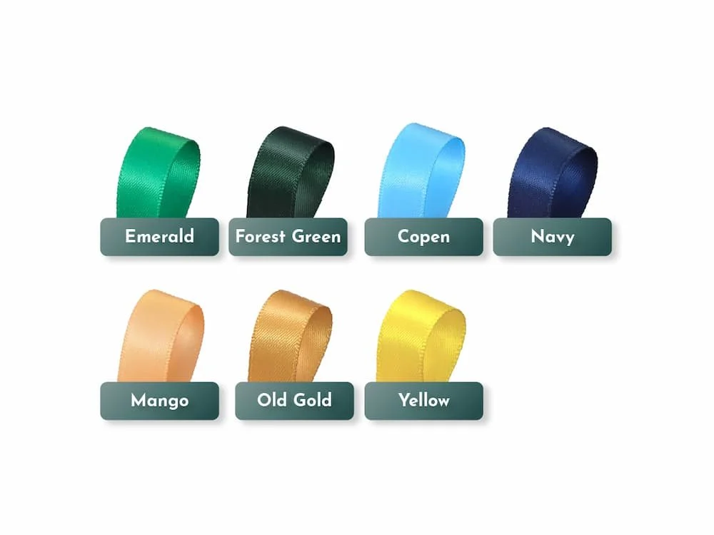 A selection of double sided ribbon with colour labels