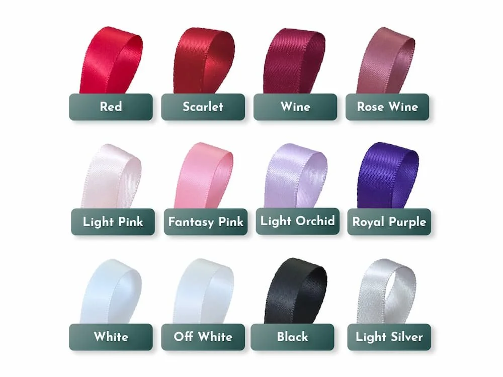 A selection of double sided ribbon with colour labels