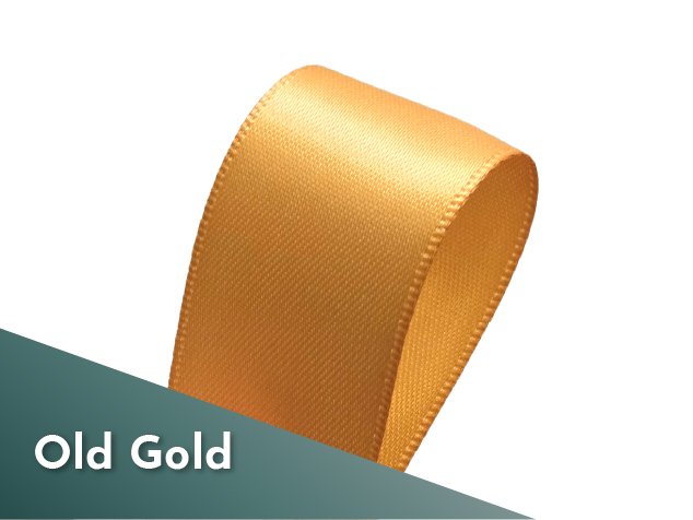 25mm 1 inch double sided satin ribbon polyester old gold