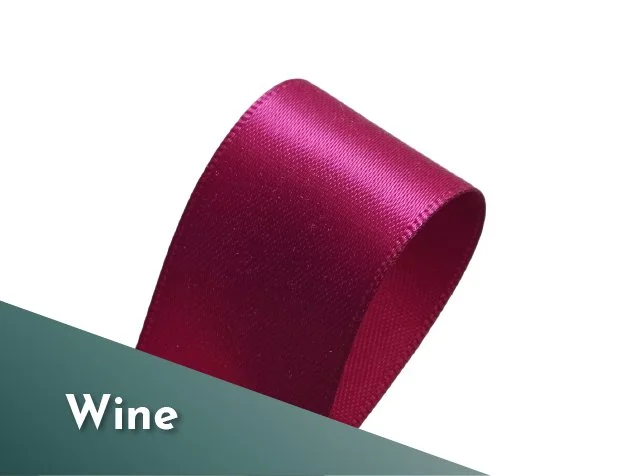 25mm 1 inch double sided satin ribbon polyester wine