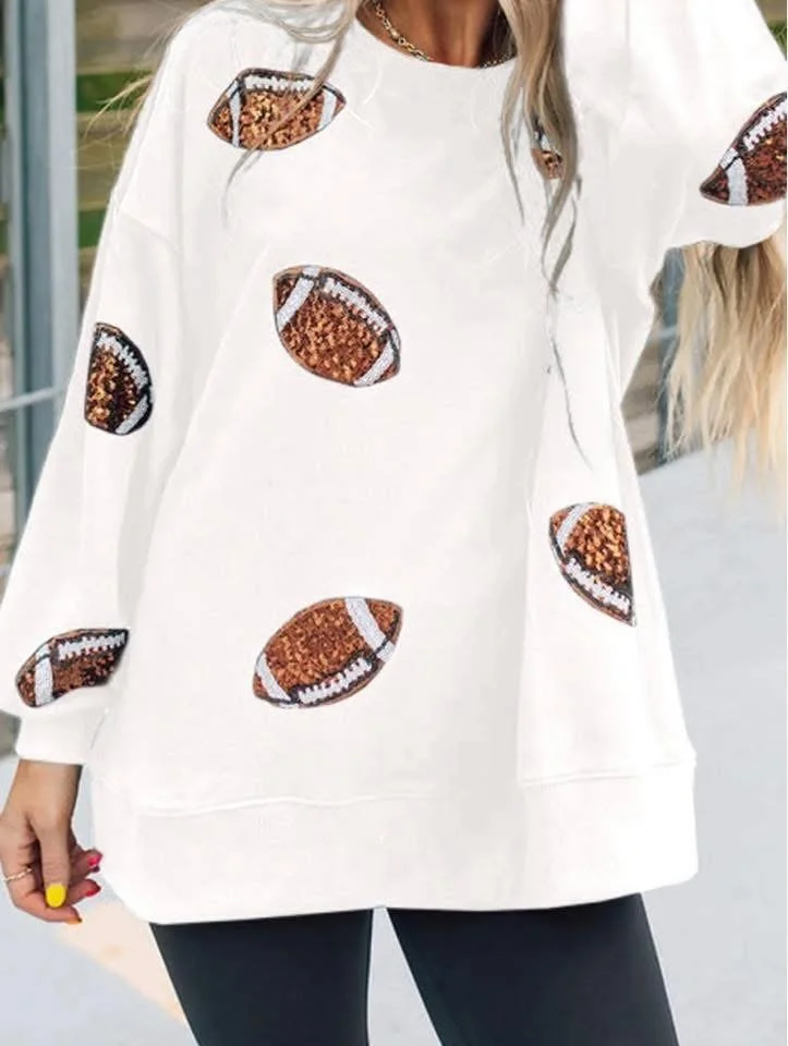 Sequin Football Crewneck- XL only