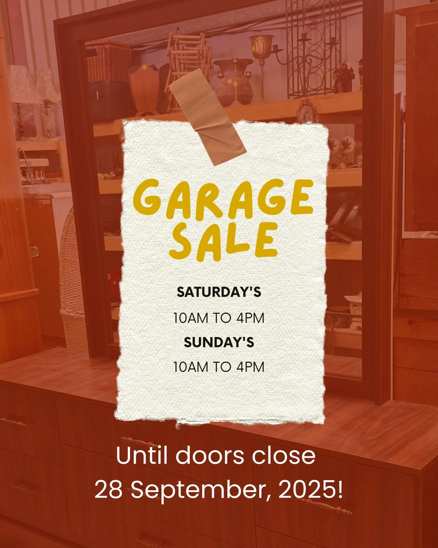 Don't miss our exciting weekend garage sale extravaganza before we close for good on September 28, 2025! 

Join us from 10 AM to 4 PM each Saturday and Sunday for the next 3 weeks 🛍️

📍 6/2 Somerset Cct, Lonsdale SA 5160 
📞 0412 681 882 

#GarysBa