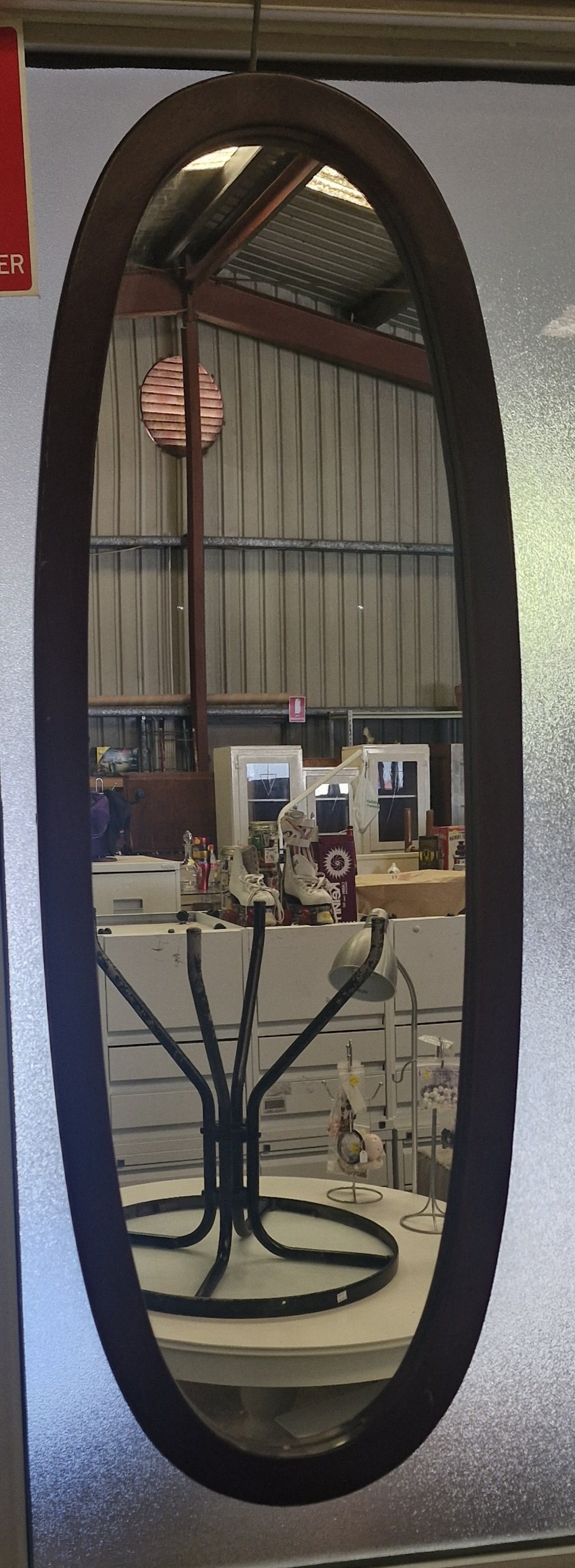 Dark Wood Framed Oval Mirror