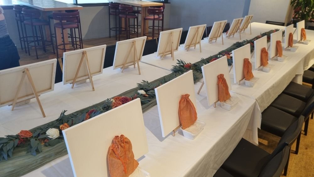 Textured art workshop set up