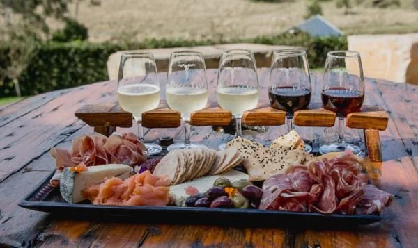 Ocean View wine and food plates