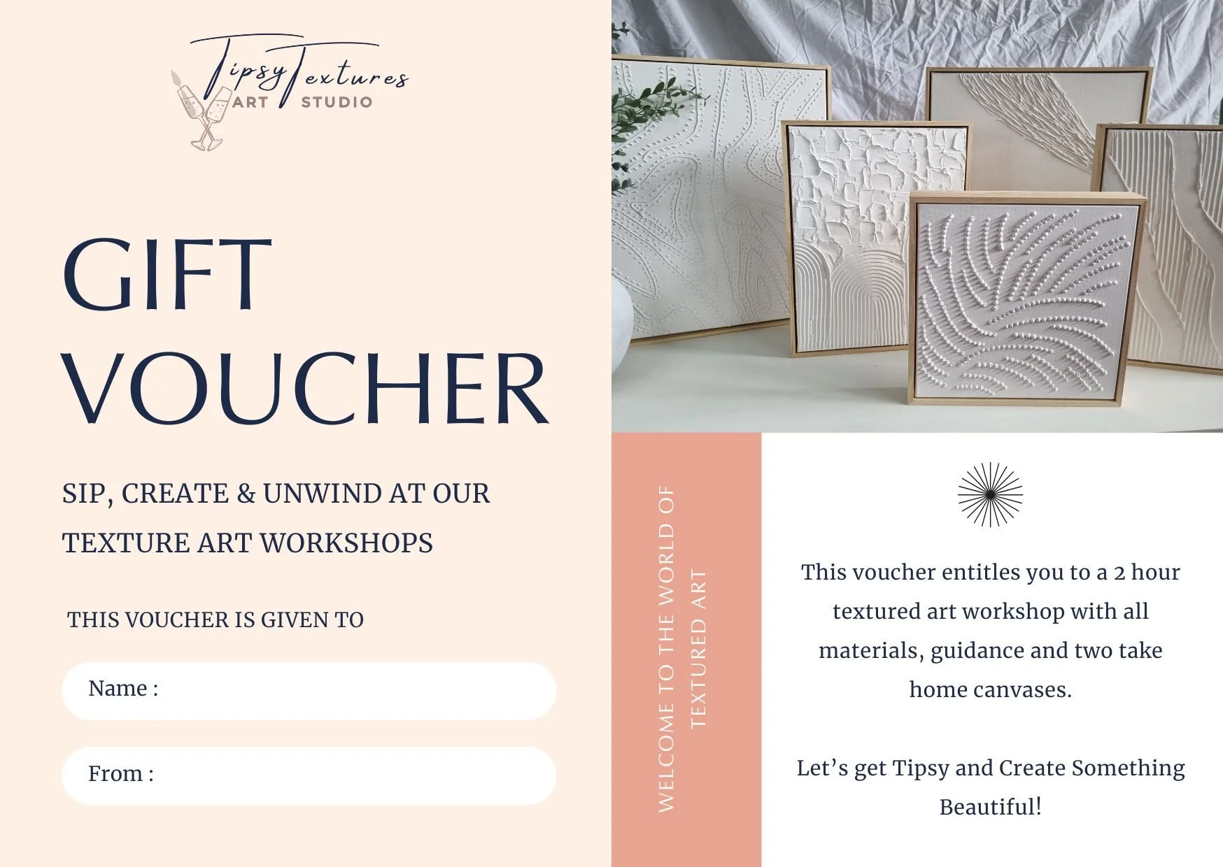 Textured art workshop gift voucher