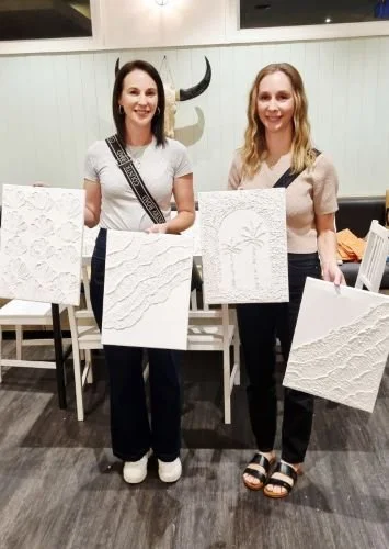 Ladies at textured art workshop