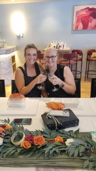 Textured art girls raising their glass