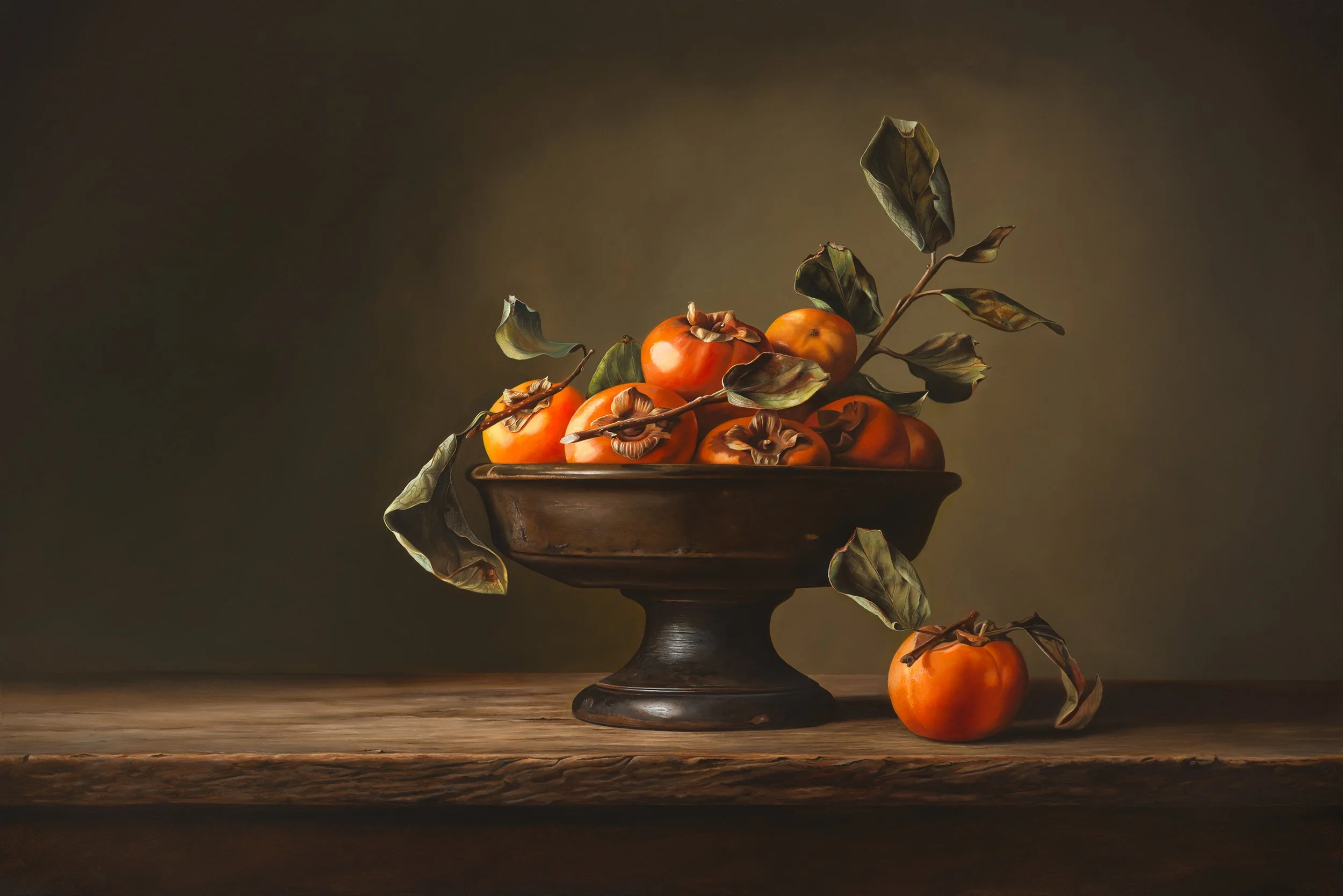 Persimmons and Bowl