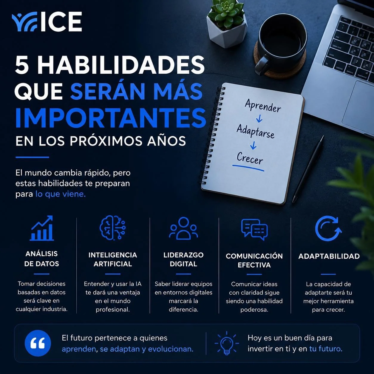 🌎 El mercado laboral cambia constantemente.

Estas son algunas habilidades que cada vez tienen m&aacute;s relevancia en distintas industrias 🚀

&iquest;Cu&aacute;l te gustar&iacute;a aprender primero?