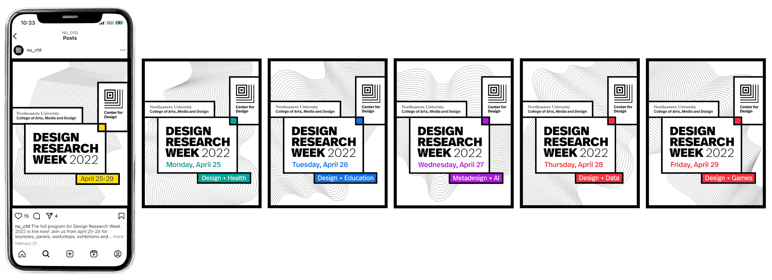 Abstract graphics and modular elements comprise the look for an inaugural design conference