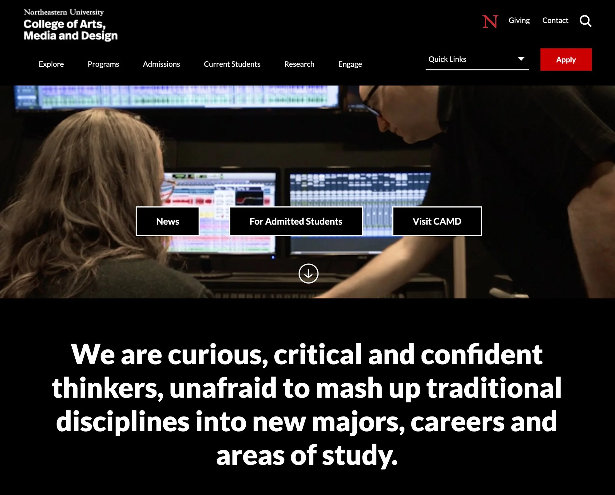 BEFORE: original homepage design
