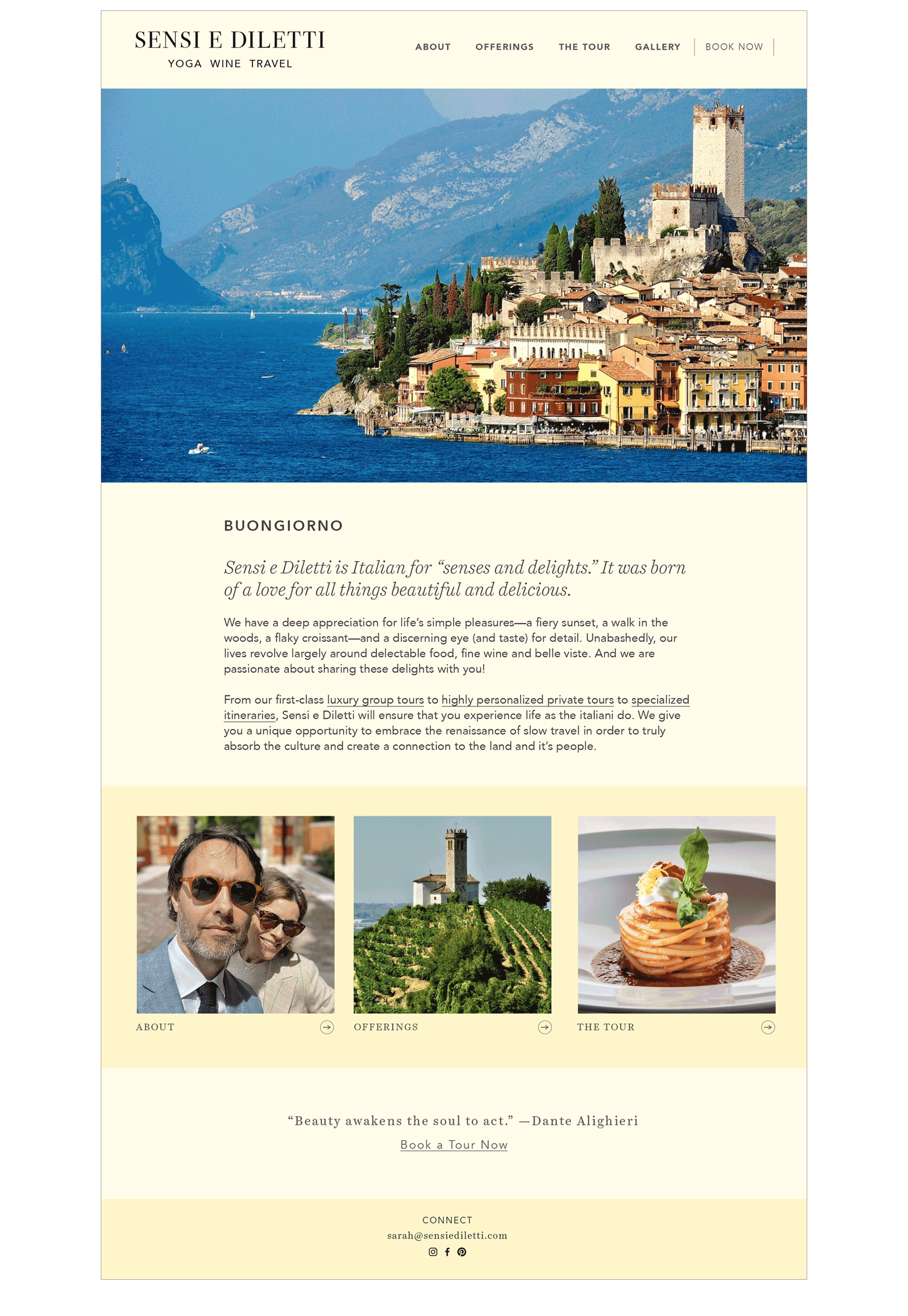 Luxury travel site sensiediletti.com / My role: Design