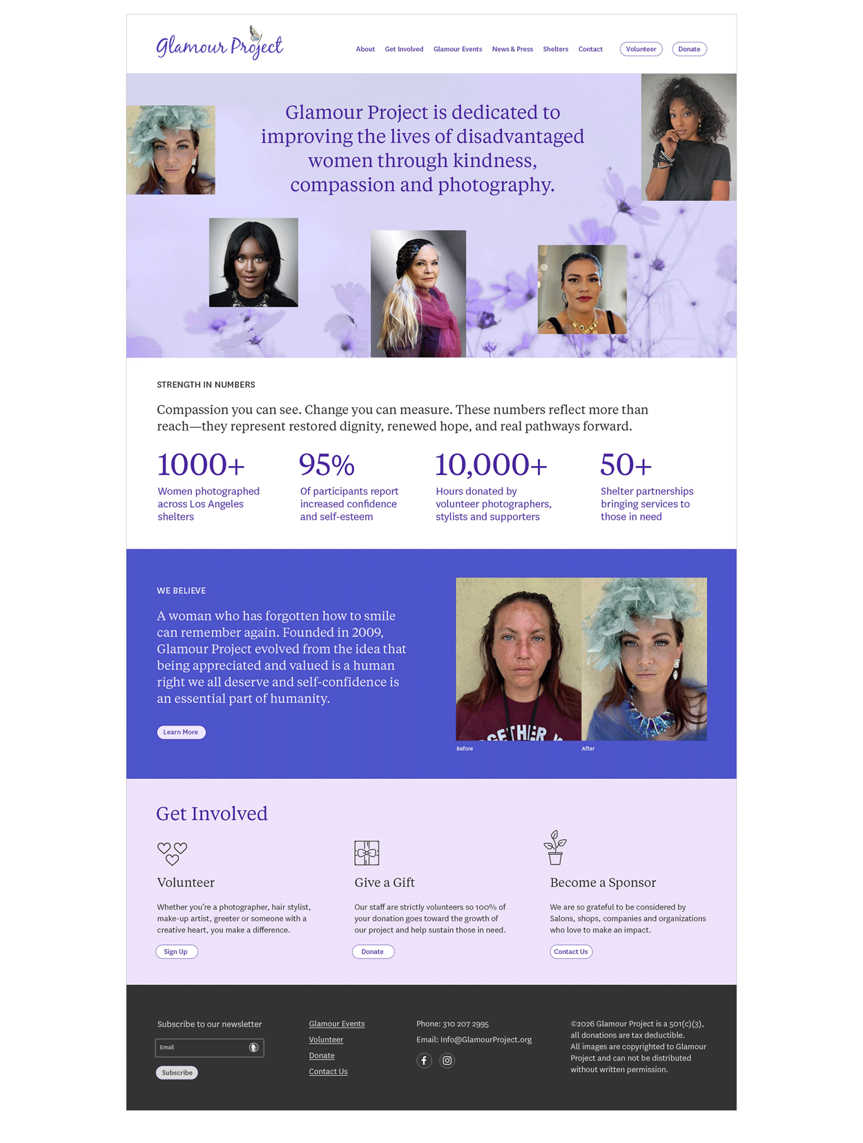 Homepage design sketch  glamourproject.org / My role: Design