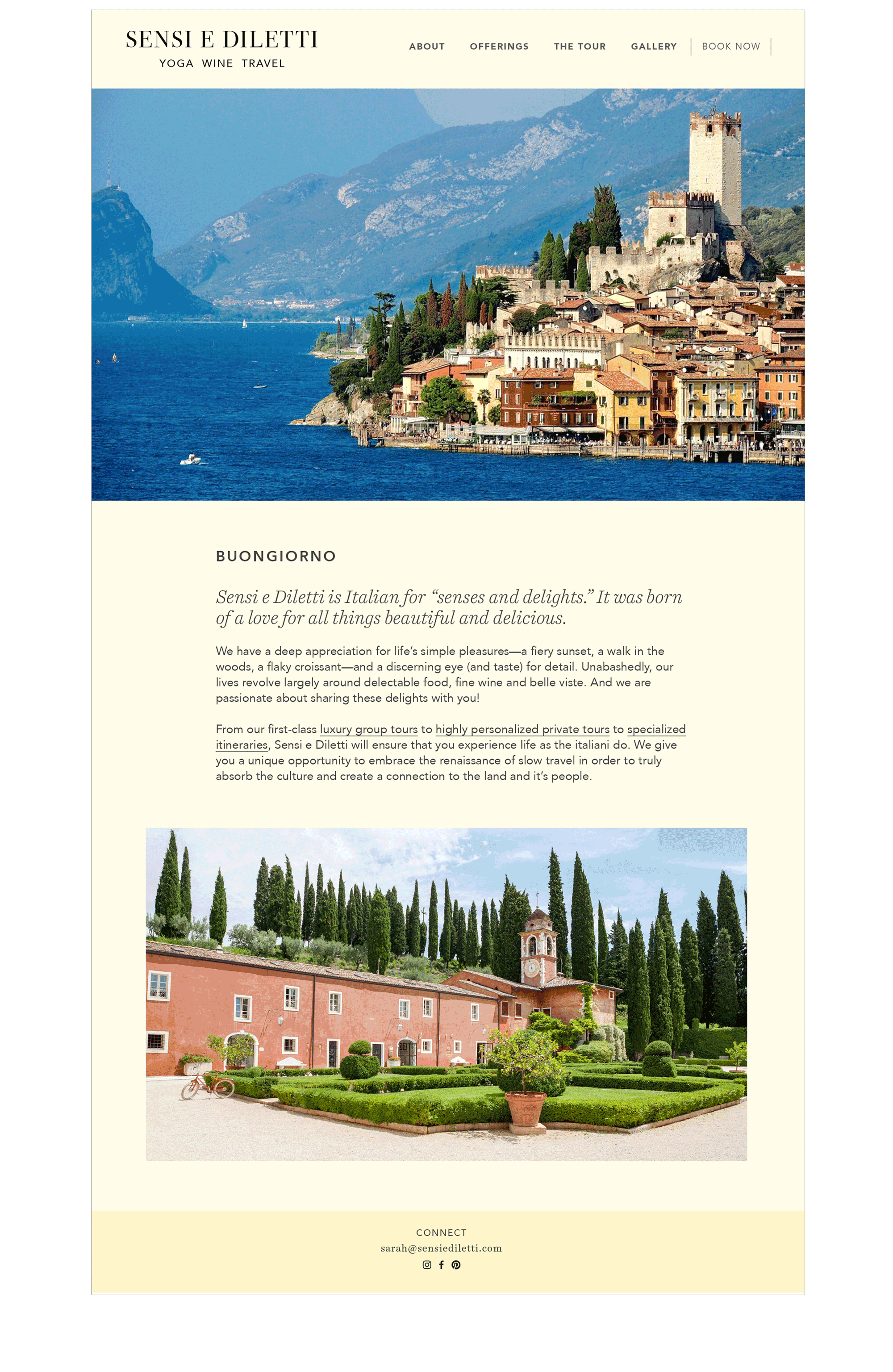 The website introduces hosts and itinerary, with warmth in it’s use of words and images. My role: Design