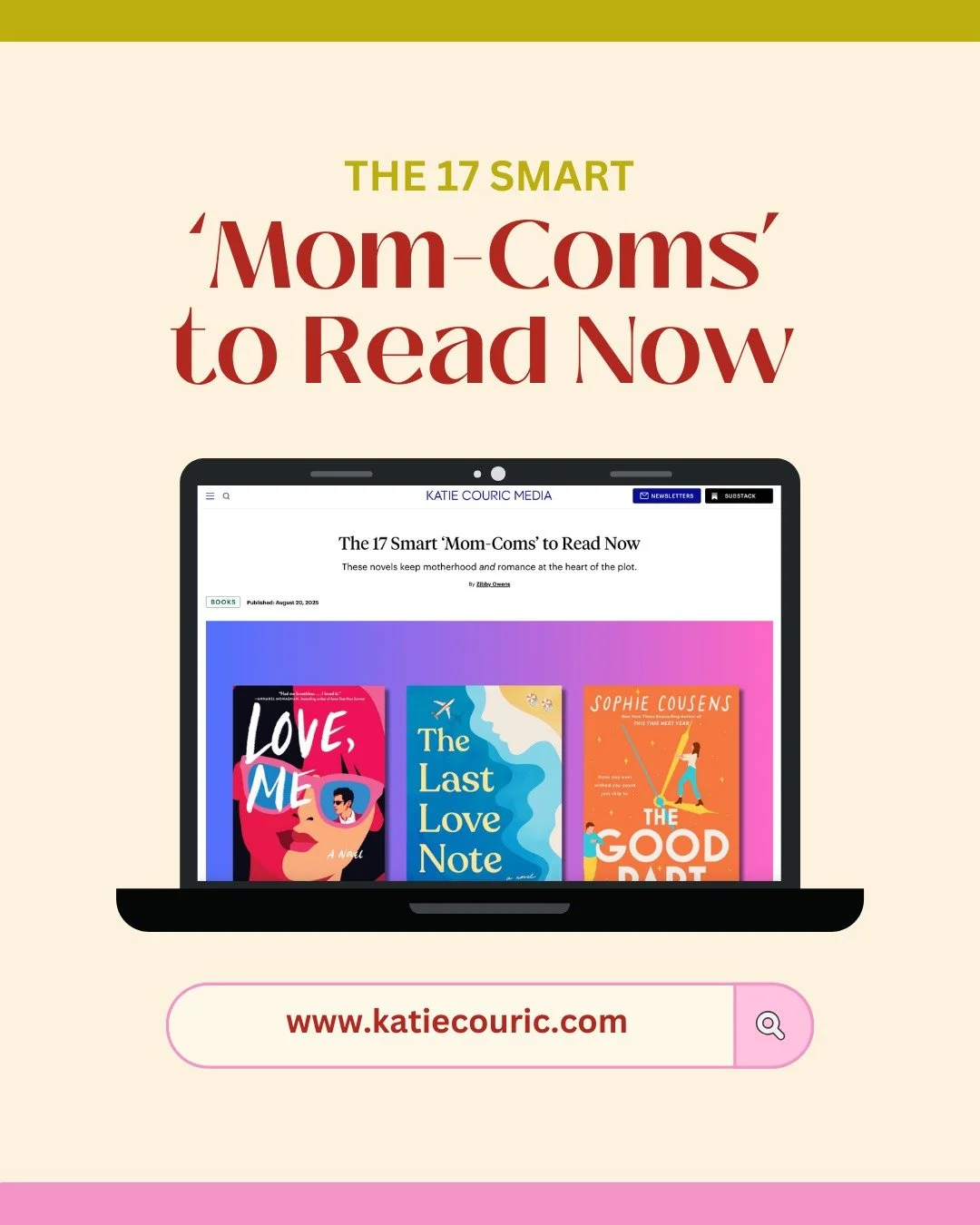 Big thanks to @zibbyowens for including GRACIE HARRIS IS UNDER CONSTRUCTION on her list of &quot;17 Smart Mom-Coms to Read Now&quot; for @katiecouricmedia.

Absolutely thrilled to be included in this 'pinch me' list of fiction writers 🩷. Thanks also