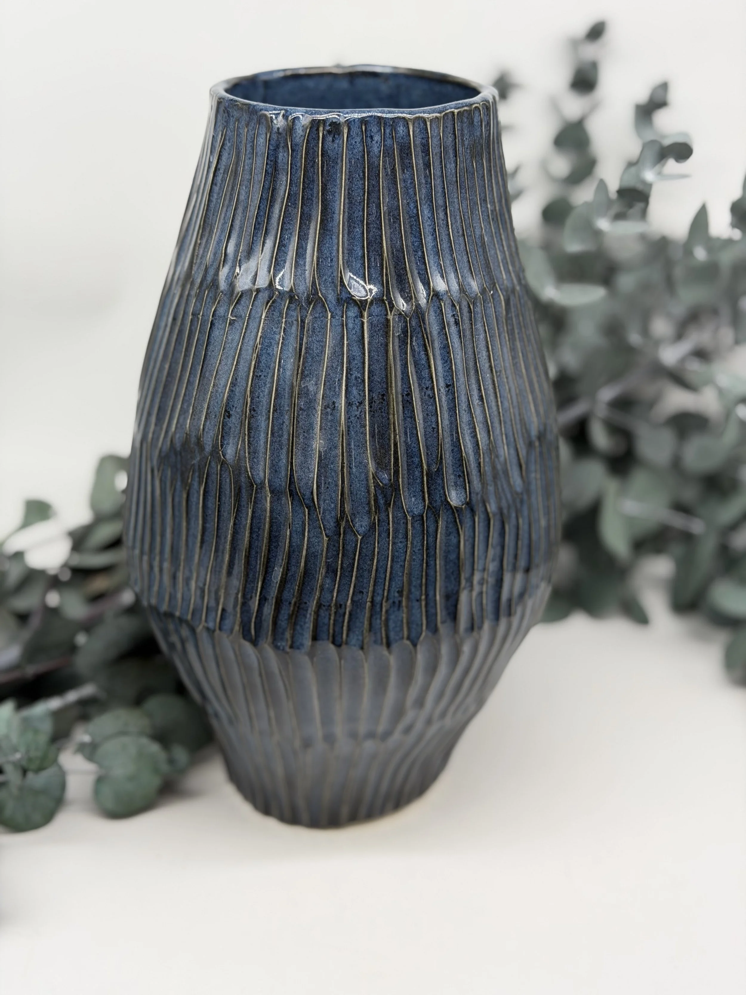 Blue Textured Vase