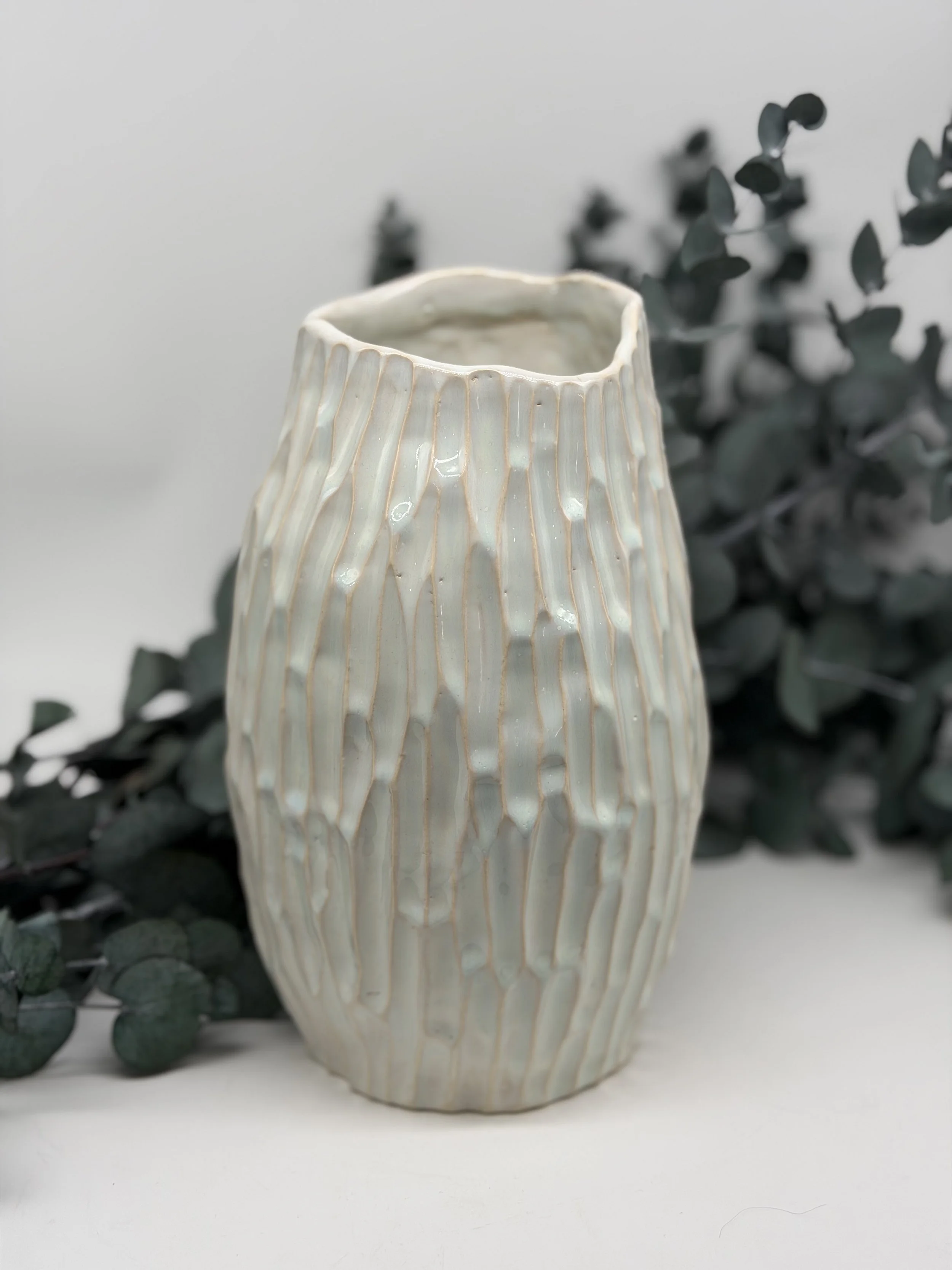 Soft White Textured Vase
